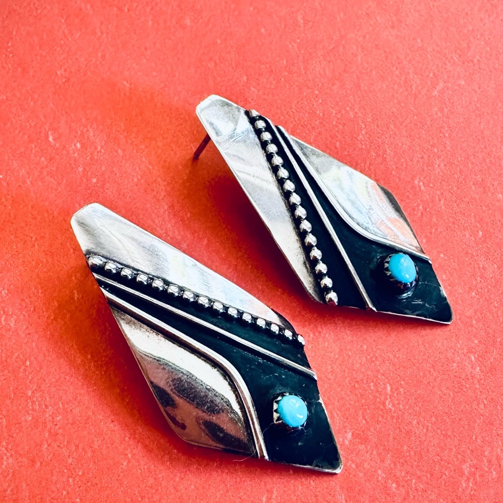 One of a Kind Native American Turquoise Earrings